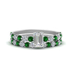 Load image into Gallery viewer, shared-prong-emerald-cut-engagement-and-wedding-ring-set-with-emerald-in-FDENS3023EMGEMGR-NL-WG
