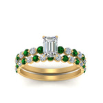 Load image into Gallery viewer, shared-prong-emerald-cut-engagement-and-wedding-ring-set-with-emerald-in-FDENS3023EMGEMGR-NL-YG

