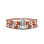 Load image into Gallery viewer, shared-prong-emerald-cut-engagement-and-wedding-ring-set-with-orange-sapphire-in-FDENS3023EMGSAOR-NL-RG
