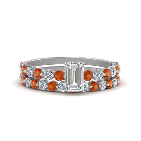 shared-prong-emerald-cut-engagement-and-wedding-ring-set-with-orange-sapphire-in-FDENS3023EMGSAOR-NL-WG