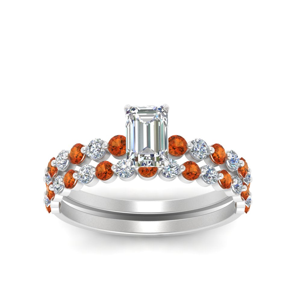 shared-prong-emerald-cut-engagement-and-wedding-ring-set-with-orange-sapphire-in-FDENS3023EMGSAOR-NL-WG