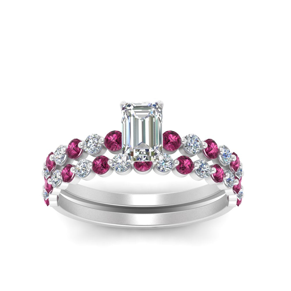 shared-prong-emerald-cut-engagement-and-wedding-ring-set-with-pink-sapphire-in-FDENS3023EMGSADRPI-NL-WG