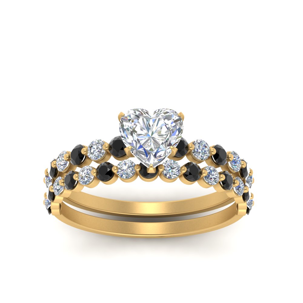 shared-prong-heart-engagement-and-wedding-ring-set-with-black-diamond-in-FDENS3023HTGBLACK-NL-YG