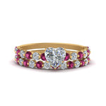 Load image into Gallery viewer, shared-prong-heart-engagement-and-wedding-ring-set-with-pink-sapphire-in-FDENS3023HTGSADRPI-NL-YG
