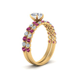 Load image into Gallery viewer, shared-prong-heart-engagement-and-wedding-ring-set-with-pink-sapphire-in-FDENS3023HTGSADRPI-NL-YG
