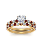 Load image into Gallery viewer, shared-prong-heart-engagement-and-wedding-ring-set-with-ruby-in-FDENS3023HTGRUDR-NL-YG
