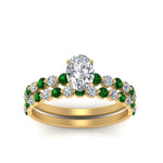 Load image into Gallery viewer, shared-prong-oval-engagement-and-wedding-ring-set-with-emerald-in-FDENS3023OVGEMGR-NL-YG

