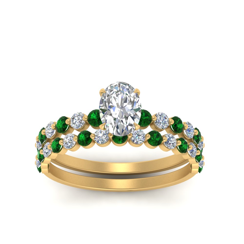 shared-prong-oval-engagement-and-wedding-ring-set-with-emerald-in-FDENS3023OVGEMGR-NL-YG