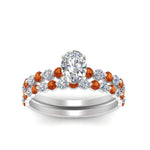 Load image into Gallery viewer, shared-prong-oval-engagement-and-wedding-ring-set-with-orange-sapphire-in-FDENS3023OVGSAOR-NL-WG

