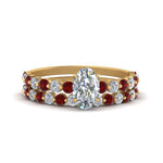 Load image into Gallery viewer, shared-prong-oval-engagement-and-wedding-ring-set-with-ruby-in-FDENS3023OVGRUDR-NL-YG
