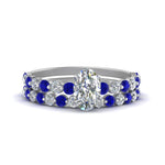 Load image into Gallery viewer, shared-prong-oval-engagement-and-wedding-ring-set-with-sapphire-in-FDENS3023OVGSABL-NL-WG

