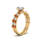 Load image into Gallery viewer, shared-prong-pear-engagement-and-wedding-ring-set-with-orange-sapphire-in-FDENS3023PEGSAOR-NL-YG
