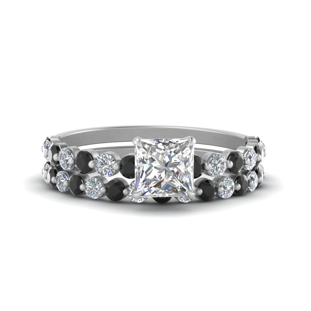 shared-prong-princess-cut-engagement-and-wedding-ring-set-with-black-diamond-in-FDENS3023PRGBLACK-NL-WG