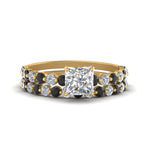 Load image into Gallery viewer, shared-prong-princess-cut-engagement-and-wedding-ring-set-with-black-diamond-in-FDENS3023PRGBLACK-NL-YG
