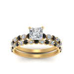 Load image into Gallery viewer, shared-prong-princess-cut-engagement-and-wedding-ring-set-with-black-diamond-in-FDENS3023PRGBLACK-NL-YG
