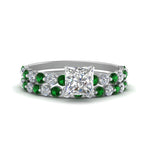 Load image into Gallery viewer, shared-prong-princess-cut-engagement-and-wedding-ring-set-with-emerald-in-FDENS3023PRGEMGR-NL-WG
