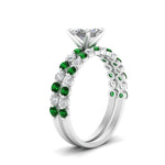 Load image into Gallery viewer, shared-prong-princess-cut-engagement-and-wedding-ring-set-with-emerald-in-FDENS3023PRGEMGR-NL-WG
