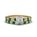 Load image into Gallery viewer, shared-prong-princess-cut-engagement-and-wedding-ring-set-with-emerald-in-FDENS3023PRGEMGR-NL-YG
