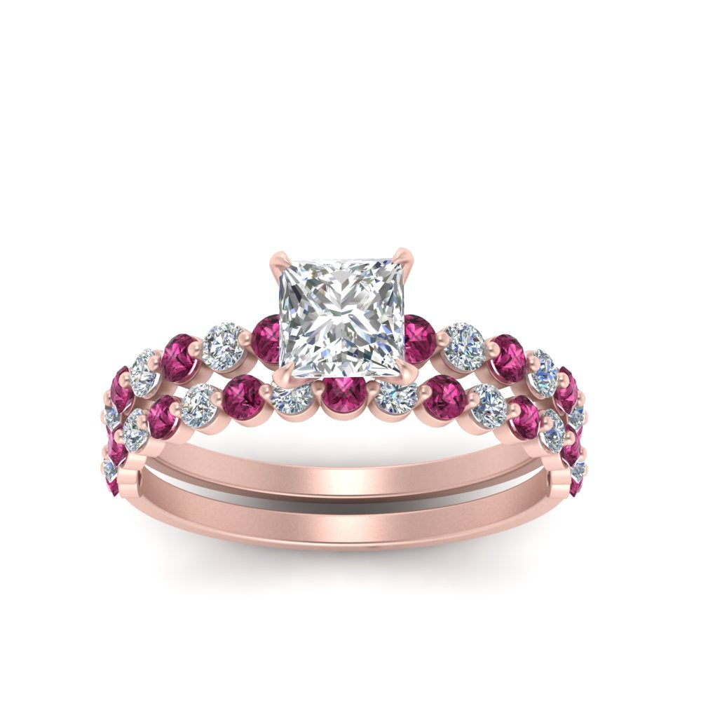 shared-prong-princess-cut-engagement-and-wedding-ring-set-with-pink-sapphire-in-FDENS3023PRGSADRPI-NL-RG