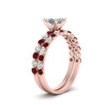 Load image into Gallery viewer, shared-prong-princess-cut-engagement-and-wedding-ring-set-with-ruby-in-FDENS3023PRGRUDR-NL-RG
