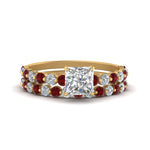Load image into Gallery viewer, shared-prong-princess-cut-engagement-and-wedding-ring-set-with-ruby-in-FDENS3023PRGRUDR-NL-YG
