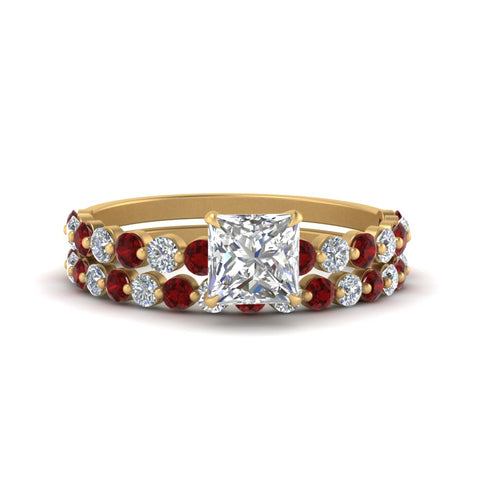shared-prong-princess-cut-engagement-and-wedding-ring-set-with-ruby-in-FDENS3023PRGRUDR-NL-YG