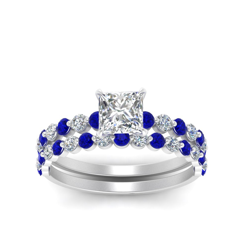 shared-prong-princess-cut-engagement-and-wedding-ring-set-with-sapphire-in-FDENS3023PRGSABL-NL-WG