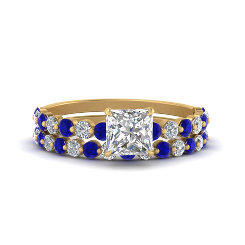 shared-prong-princess-cut-engagement-and-wedding-ring-set-with-sapphire-in-FDENS3023PRGSABL-NL-YG