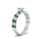 Load image into Gallery viewer, shared-prong-radiant-engagement-and-wedding-ring-set-with-emerald-in-FDENS3023RAGEMGR-NL-WG
