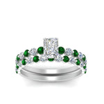 Load image into Gallery viewer, shared-prong-radiant-engagement-and-wedding-ring-set-with-emerald-in-FDENS3023RAGEMGR-NL-WG
