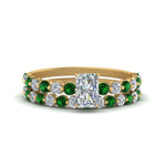 Load image into Gallery viewer, shared-prong-radiant-engagement-and-wedding-ring-set-with-emerald-in-FDENS3023RAGEMGR-NL-YG
