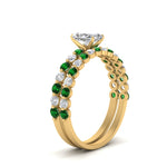 Load image into Gallery viewer, shared-prong-radiant-engagement-and-wedding-ring-set-with-emerald-in-FDENS3023RAGEMGR-NL-YG