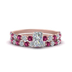 Load image into Gallery viewer, shared-prong-radiant-engagement-and-wedding-ring-set-with-pink-sapphire-in-FDENS3023RAGSADRPI-NL-RG
