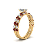 Load image into Gallery viewer, shared-prong-radiant-engagement-and-wedding-ring-set-with-ruby-in-FDENS3023RAGRUDR-NL-YG
