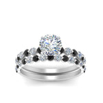 Load image into Gallery viewer, shared-prong-round-engagement-and-wedding-ring-set-with-black-diamond-in-FDENS3023ROGBLACK-NL-WG
