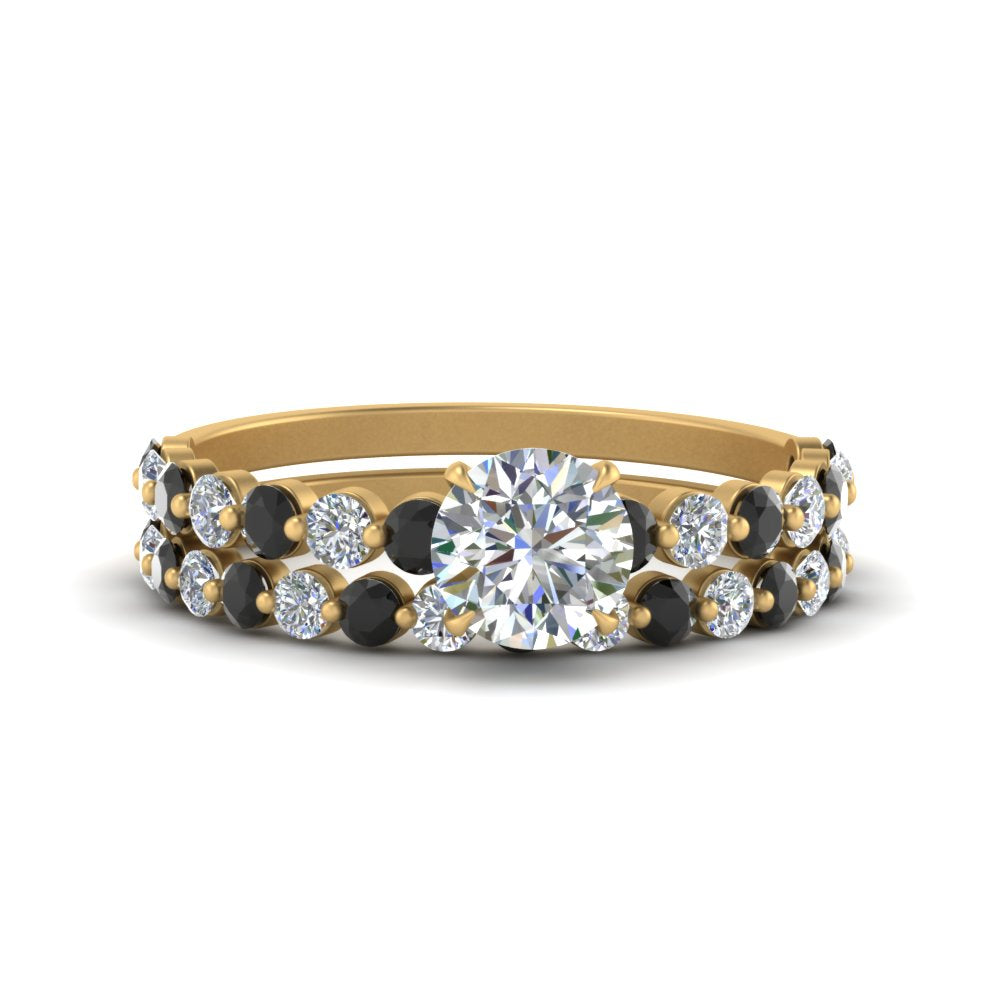 shared-prong-round-engagement-and-wedding-ring-set-with-black-diamond-in-FDENS3023ROGBLACK-NL-YG