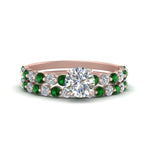 Load image into Gallery viewer, shared-prong-round-engagement-and-wedding-ring-set-with-emerald-in-FDENS3023ROGEMGR-NL-RG
