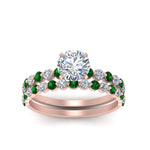 Load image into Gallery viewer, shared-prong-round-engagement-and-wedding-ring-set-with-emerald-in-FDENS3023ROGEMGR-NL-RG
