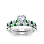 Load image into Gallery viewer, shared-prong-round-engagement-and-wedding-ring-set-with-emerald-in-FDENS3023ROGEMGR-NL-WG
