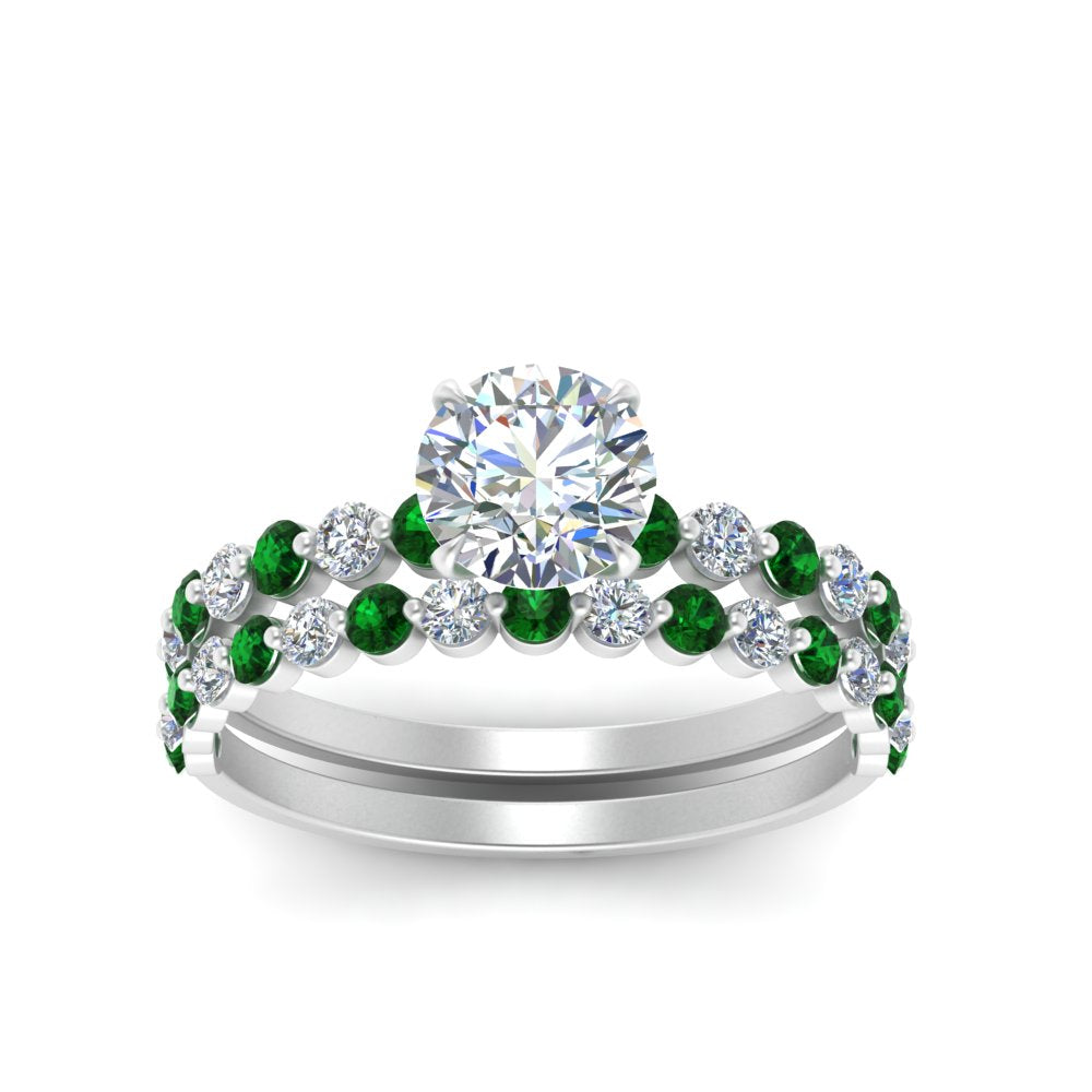 shared-prong-round-engagement-and-wedding-ring-set-with-emerald-in-FDENS3023ROGEMGR-NL-WG