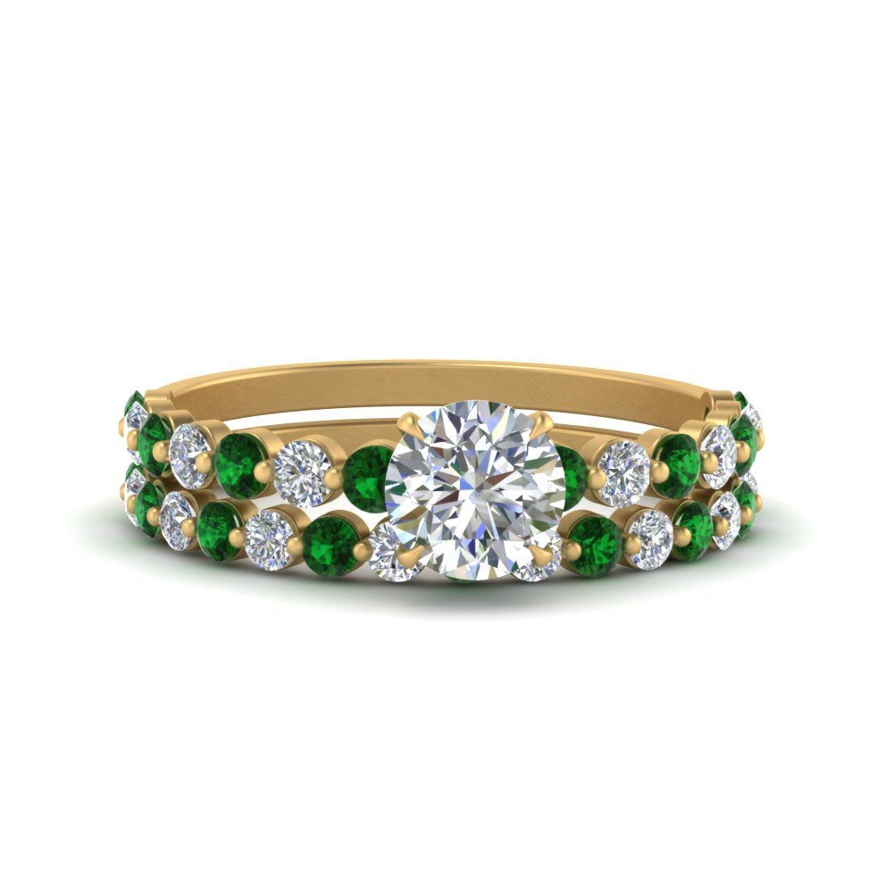 shared-prong-round-engagement-and-wedding-ring-set-with-emerald-in-FDENS3023ROGEMGR-NL-YG