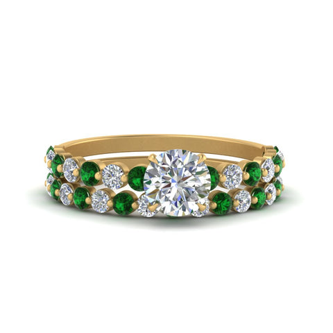 shared-prong-round-engagement-and-wedding-ring-set-with-emerald-in-FDENS3023ROGEMGR-NL-YG