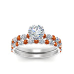 Load image into Gallery viewer, shared-prong-round-engagement-and-wedding-ring-set-with-orange-sapphire-in-FDENS3023ROGSAOR-NL-WG
