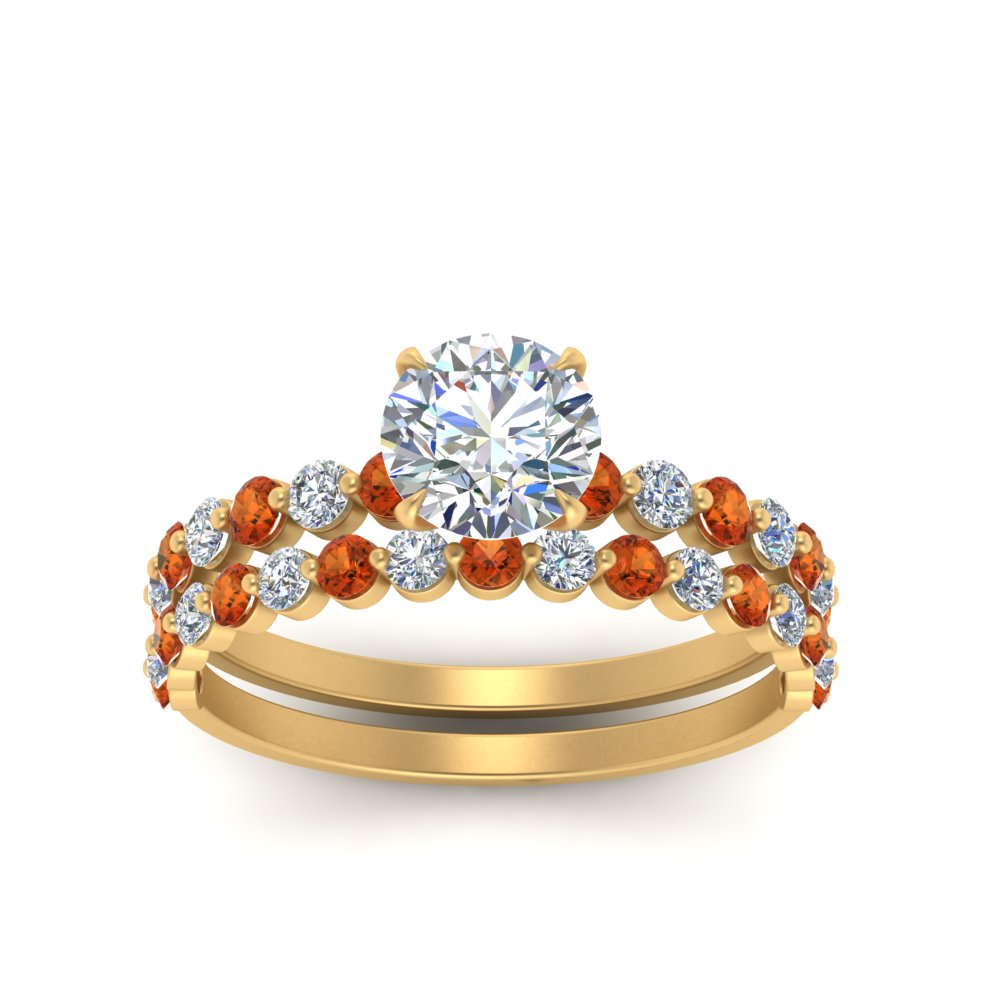 shared-prong-round-engagement-and-wedding-ring-set-with-orange-sapphire-in-FDENS3023ROGSAOR-NL-YG