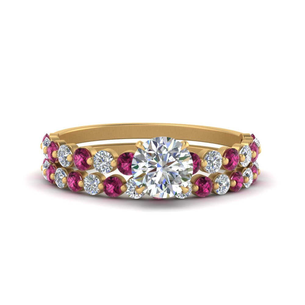 shared-prong-round-engagement-and-wedding-ring-set-with-pink-sapphire-in-FDENS3023ROGSADRPI-NL-YG