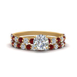 Load image into Gallery viewer, shared-prong-round-engagement-and-wedding-ring-set-with-ruby-in-FDENS3023ROGRUDR-NL-YG
