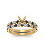 Load image into Gallery viewer, shared-prong-semi-mount-engagement-and-wedding-ring-set-with-black-diamond-in-FDENS3023SMGBLACK-NL-YG
