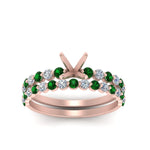 Load image into Gallery viewer, shared-prong-semi-mount-engagement-and-wedding-ring-set-with-emerald-in-FDENS3023SMGEMGR-NL-RG
