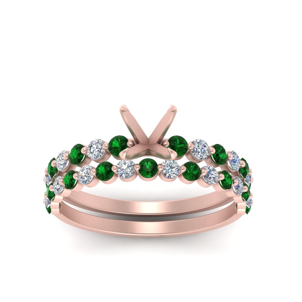 shared-prong-semi-mount-engagement-and-wedding-ring-set-with-emerald-in-FDENS3023SMGEMGR-NL-RG