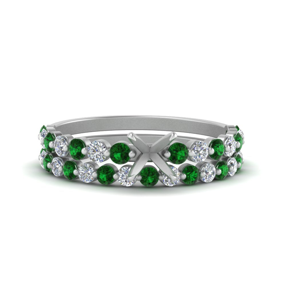 shared-prong-semi-mount-engagement-and-wedding-ring-set-with-emerald-in-FDENS3023SMGEMGR-NL-WG